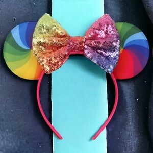 Vibrant Rainbow Mouse Ears with 5" Sequin Bow - NEW! Disney Ears